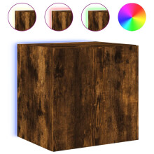 vidaXL TV-Wandschrank mit LED-Leuchten Räuchereiche 40,5x35x40 cm