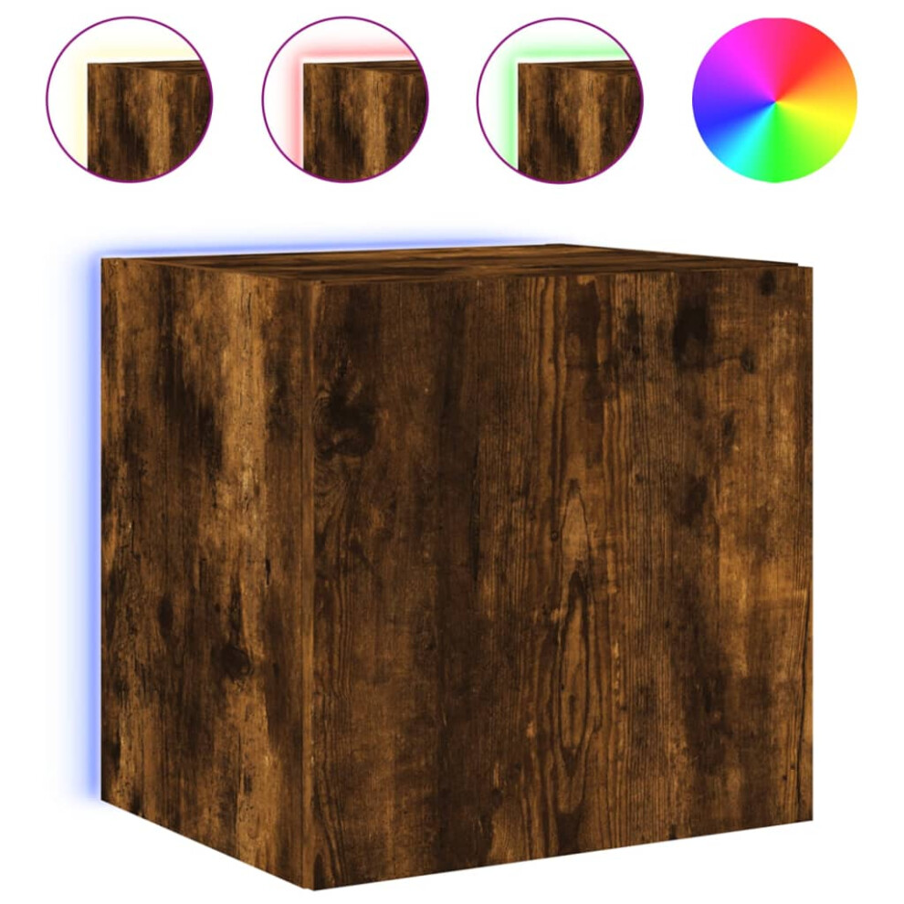 Vidaxl Tv Wall Cabinet With Led Lights Floating Tv Unit Tv Cabinet Smoked Oak