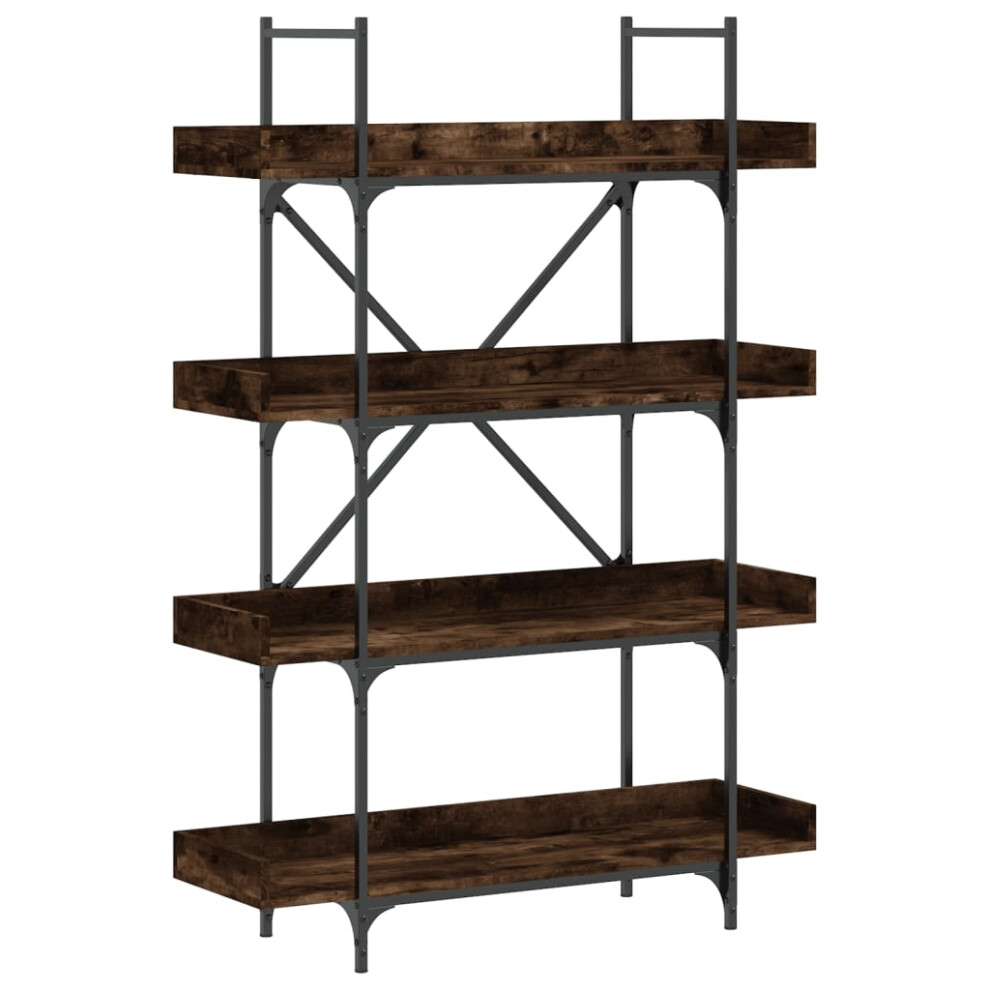 Vidaxl Bookcase 4-Tier Bookshelf Storage Cabinet Smoked Oak Engineered Wood
