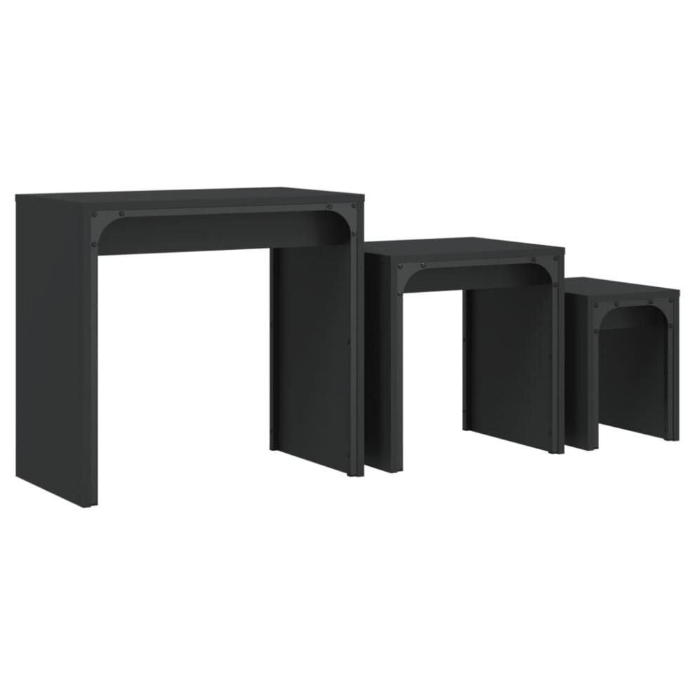 Vidaxl Nesting Coffee Tables Hall Nestinge Table 3 Pcs Black Engineered Wood Black,Brown