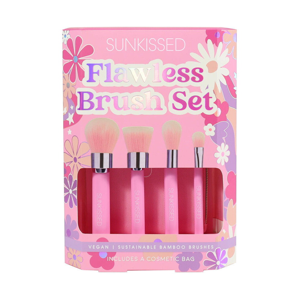 Sunkissed Glow Sunkissed Flawless Brush Set - Blusher Brush, Powder Brush, Blending Brush, Eyeshadow Brush, Makeup Bag