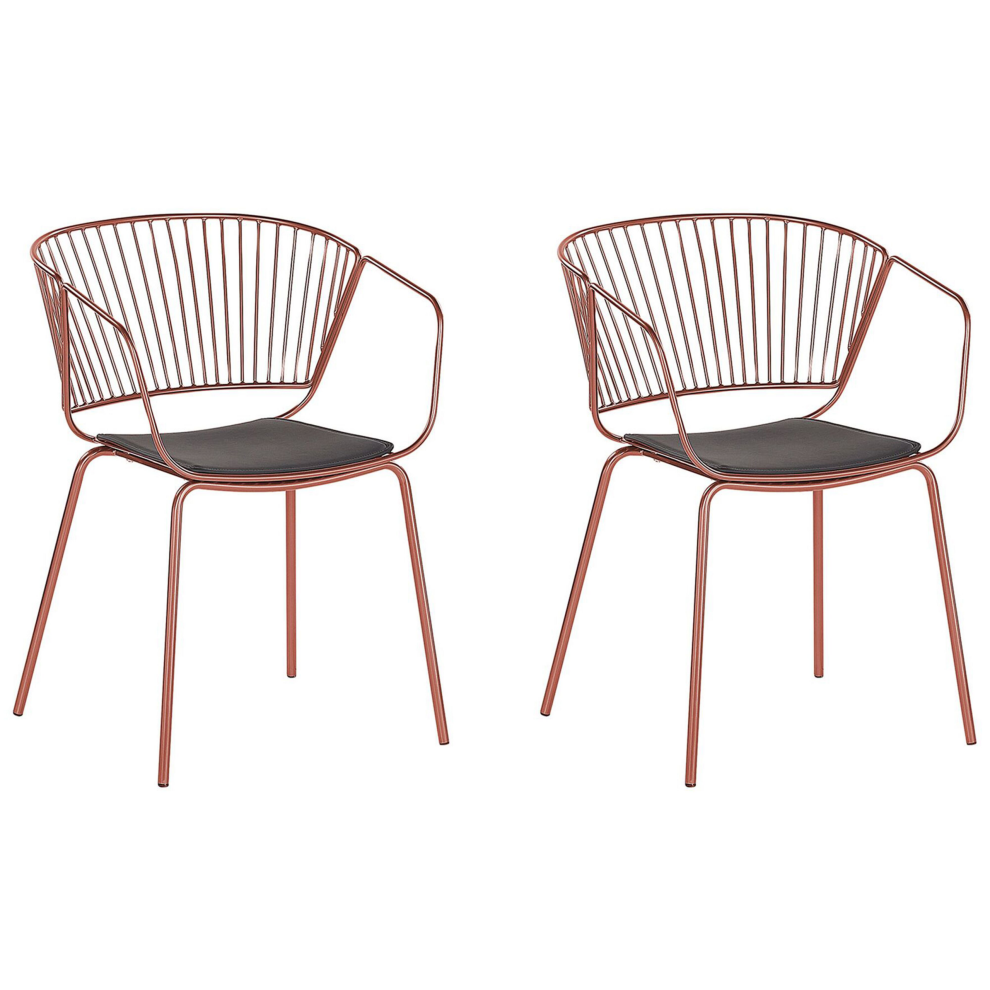 Set of 2 Dining Chairs RIGBY Metal Copper