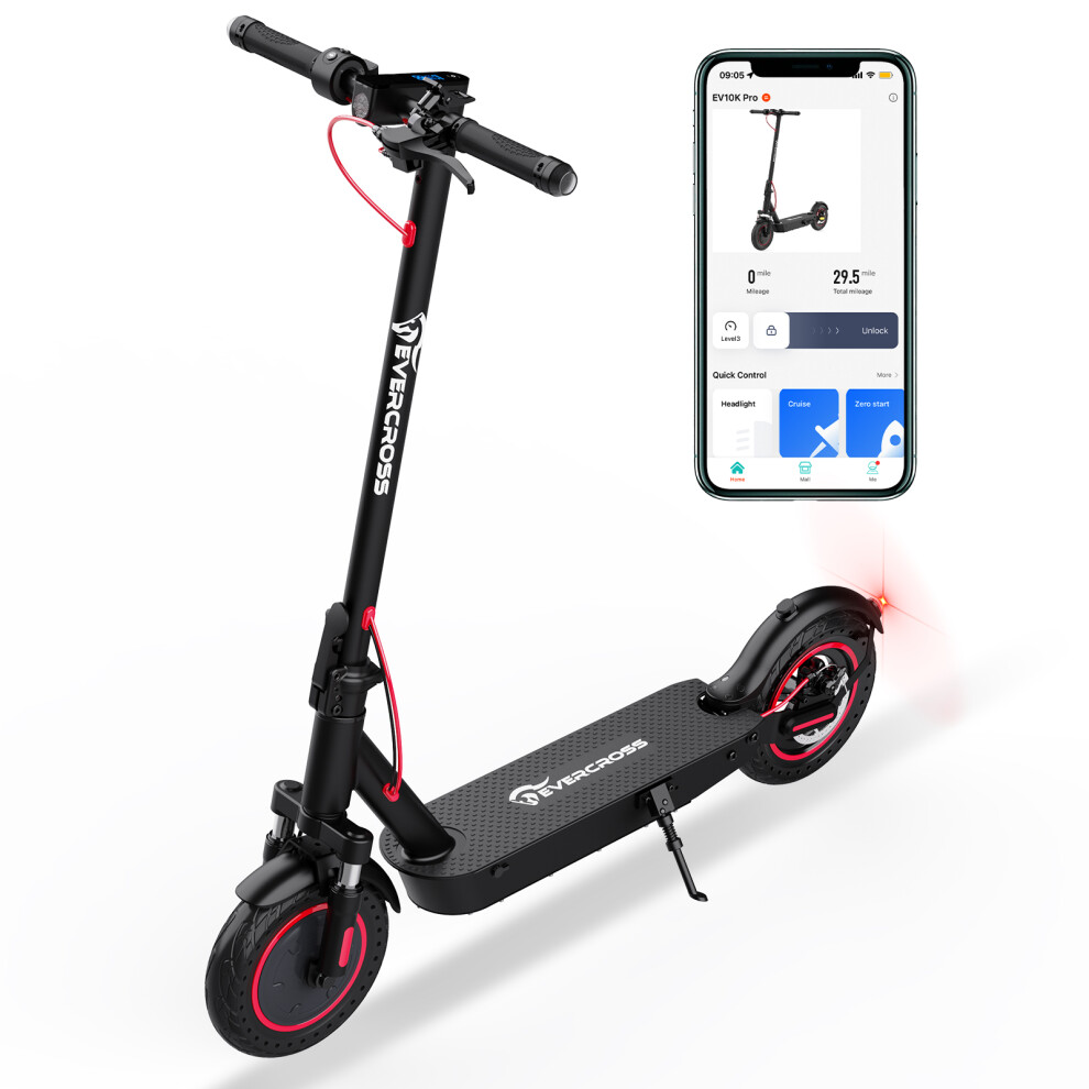 EV10K PRO Electric Scooter App Control, 10'' Foldable 500W E Scooter