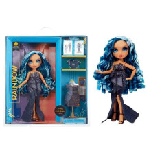 Rainbow High Fantastic Fashion Skyler Bradshaw - Poupee mannequin bleue de 28 cm et coffret de jeu avec 2 tenues de poupee completes et accessoir