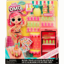 LOL Surprise OMG Sweet Nails Pinky Pops Fruit Shop: 15 Surprises, Mini Fridge Nail Station & Nail Accessories