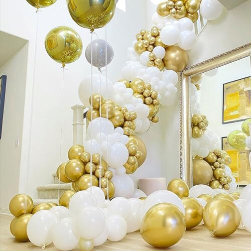 PartyWoo Metallic Gold Balloons, 50 Pcs 12 Inch Gold Metallic Balloons ...