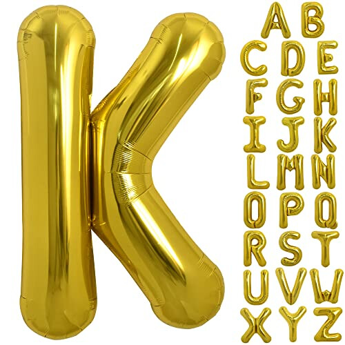 TONIFUL 40 Inch Large Gold Letter K Balloons Helium Balloons,Foil Mylar ...