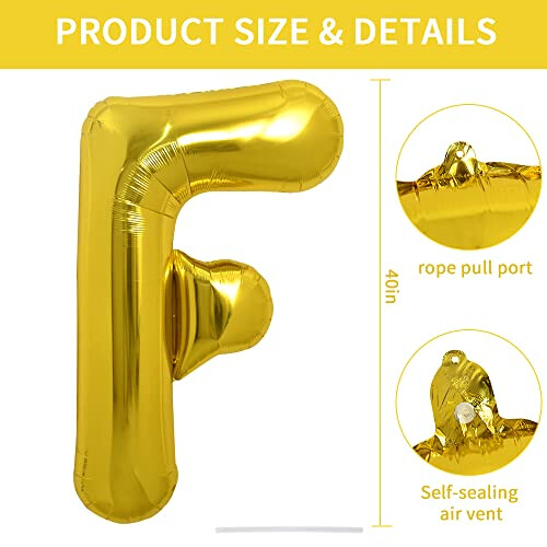 TONIFUL 40 Inch Large Gold Letter F Balloons Helium Balloons,Foil Mylar ...