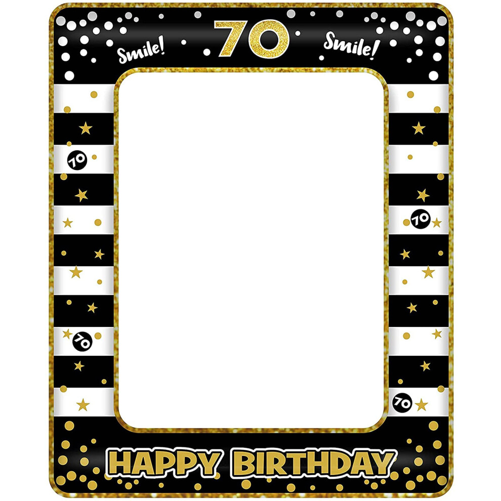 70th Birthday Photo Booth Props,Black Gold Inflatable Selfie Frame Picture Frame,Giant Inflatable Party Photo Booth Frame for 70th Birthday Party