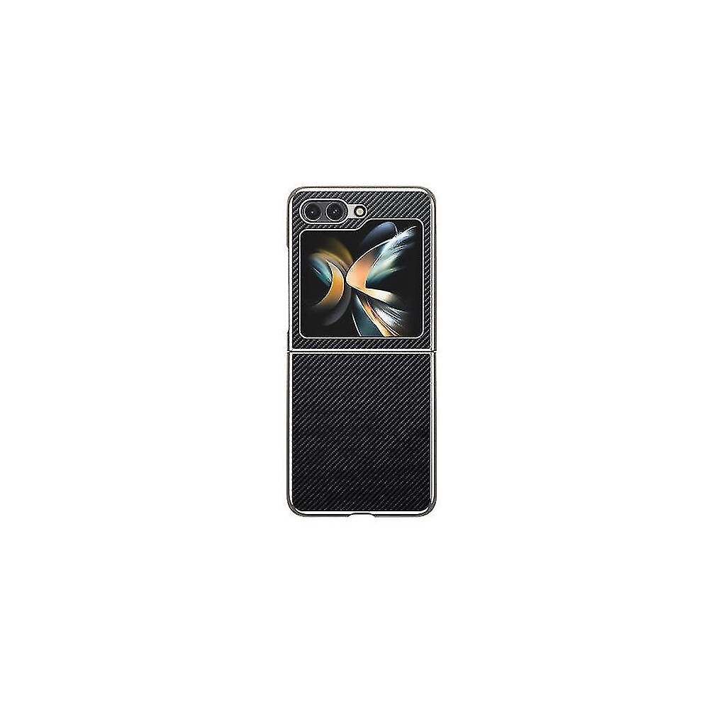 (Silver) Luxury Plating Carbon Fiber Shockproof Thin Case For Samsung Galaxy Z Flip 5