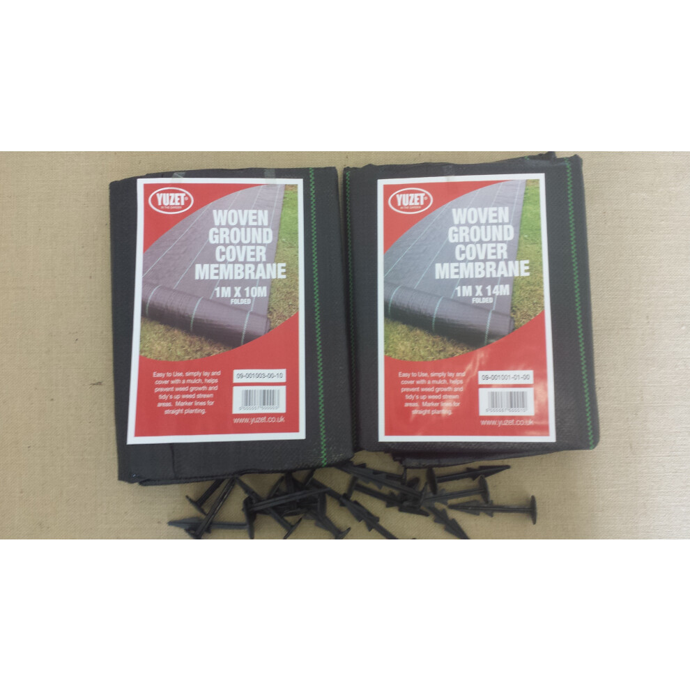 Yuzet 2 X 1M X10m + 80 Pegs Weed Control Fabric Ground Cover Membrane Landscape