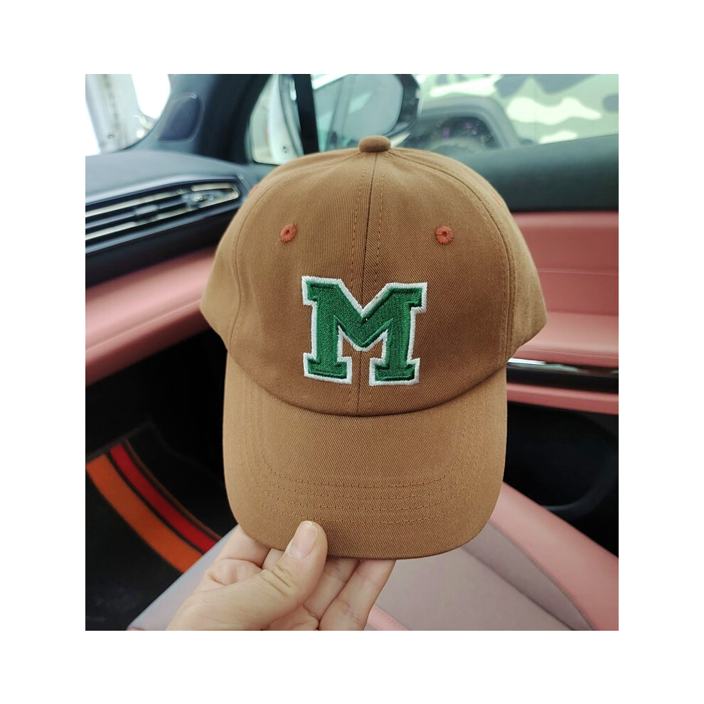 (Coffee) Baseball Cap With Trendy M Letter Embroidery Sun Shield Hat For Children Casual