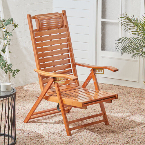 Bamboo Foldable Orthopedic Relaxing Lounger 2