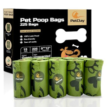 Petclay Dog Poo Bags Biodegradable, 100% Leak Proof and Thick dog waste bags - Extra thick dog pop bags (225)