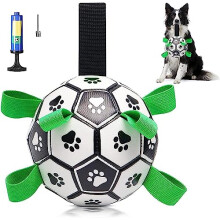 Voarge Dog Football Toys with Grab Tabs, Dog Fetch Training Toy, Interactive Dog Toy for Small & Medium Dogs, Durable Ball for Indoor & Outdoor