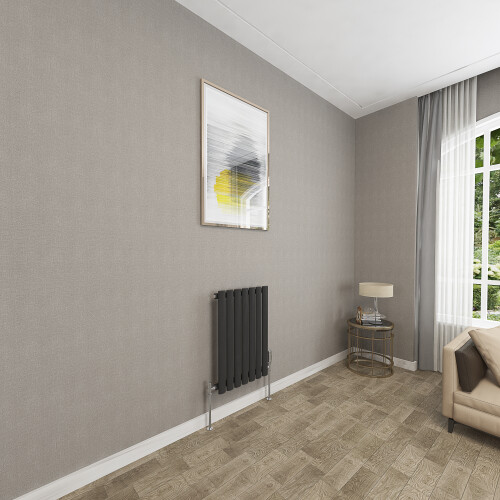 AICA Clearance Sale Oval Column Radiator Single Black 600x413mm