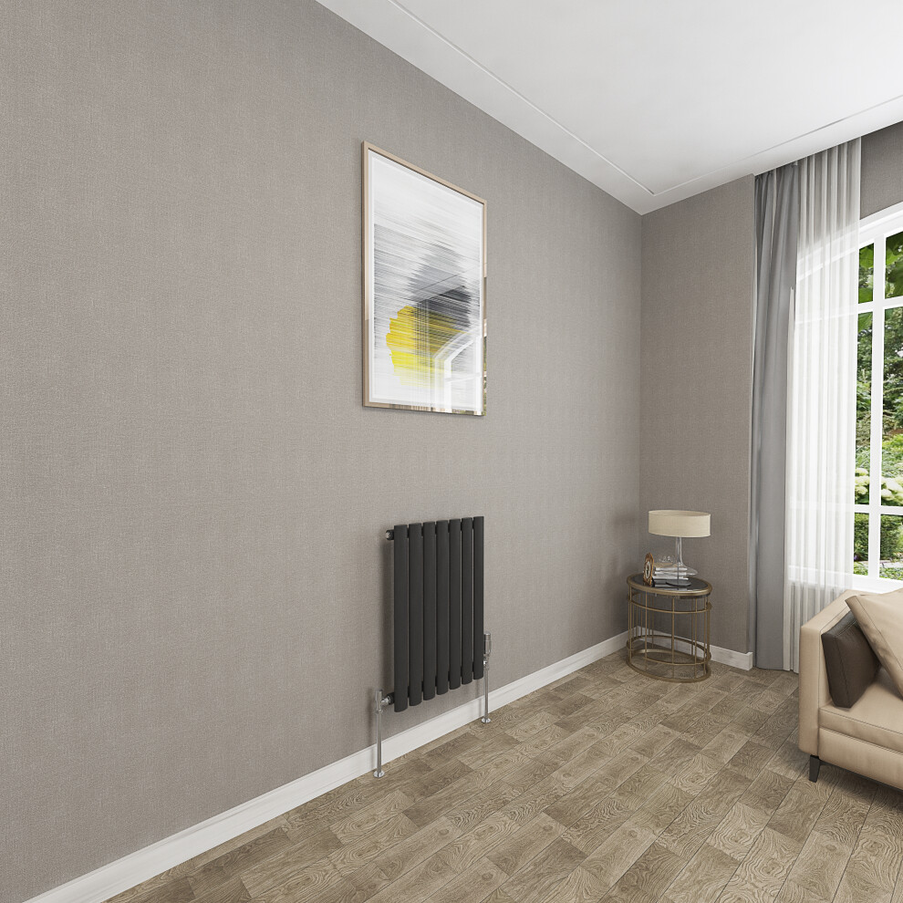 Aica Clearance Sale Oval Column Radiator Single 600X413mm Black