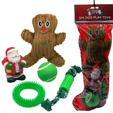 Dog Pack of 5 Interactive Christmas Pet Chew Toy Squeak Honking Dog Toys Santa Ginger Ball & Rope Xmas Puppies Doggy Toys Xmas Gift Pack of 5?