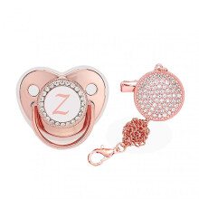 Rose Gold Diamond Baby Pacifier With With Dust Cover 26 Letters Name Initial Letters Baby Pacifier