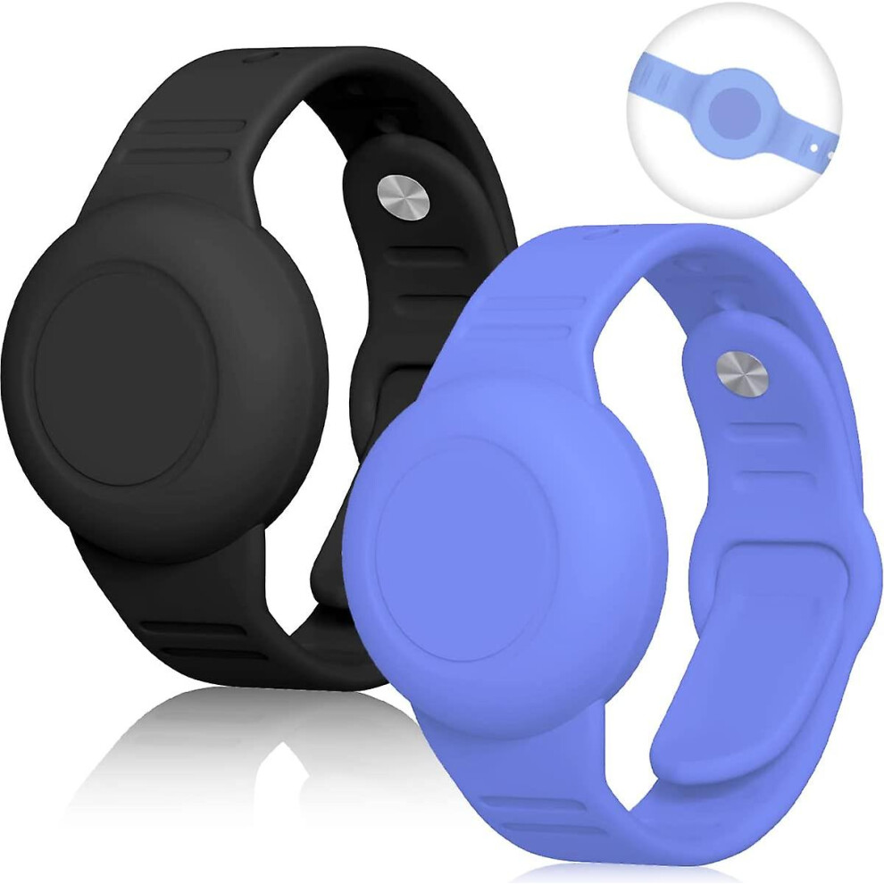 ( And Blue) Waterproof Airtag Bracelet For Kids, Silicone Wristband Full Case Cover For Apple Airtag Holder, Anti-Lost Watch Band Black/Blue 9324781093862