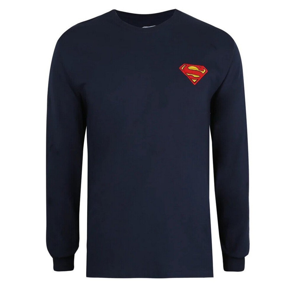 Superman Mens Core Embroidered Long-Sleeved T-Shirt