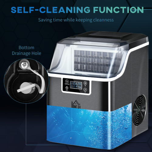 Homcom HOMCOM Counter Top Ice Maker Machine with Adjustable Cube Size Scoop Black 1