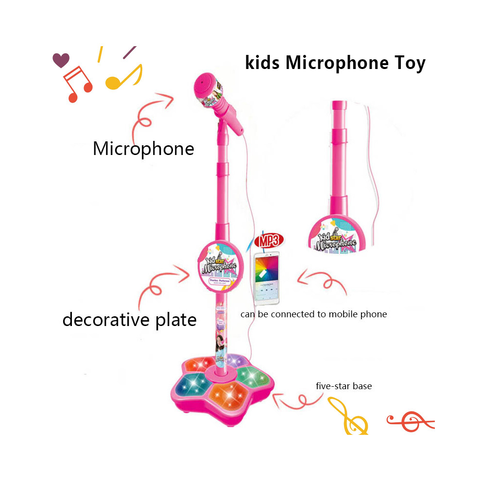 (pink) Karaoke Microphone with Stand - Brain-Training Educational Toy for Kids