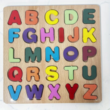 (Multicolor) Alphabet Matching Wooden Puzzles for Kids - Educational Toy