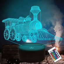 (16 Colors, 3D Train) Train 3D Night Light, Touch And Remote Control, Room Decoration