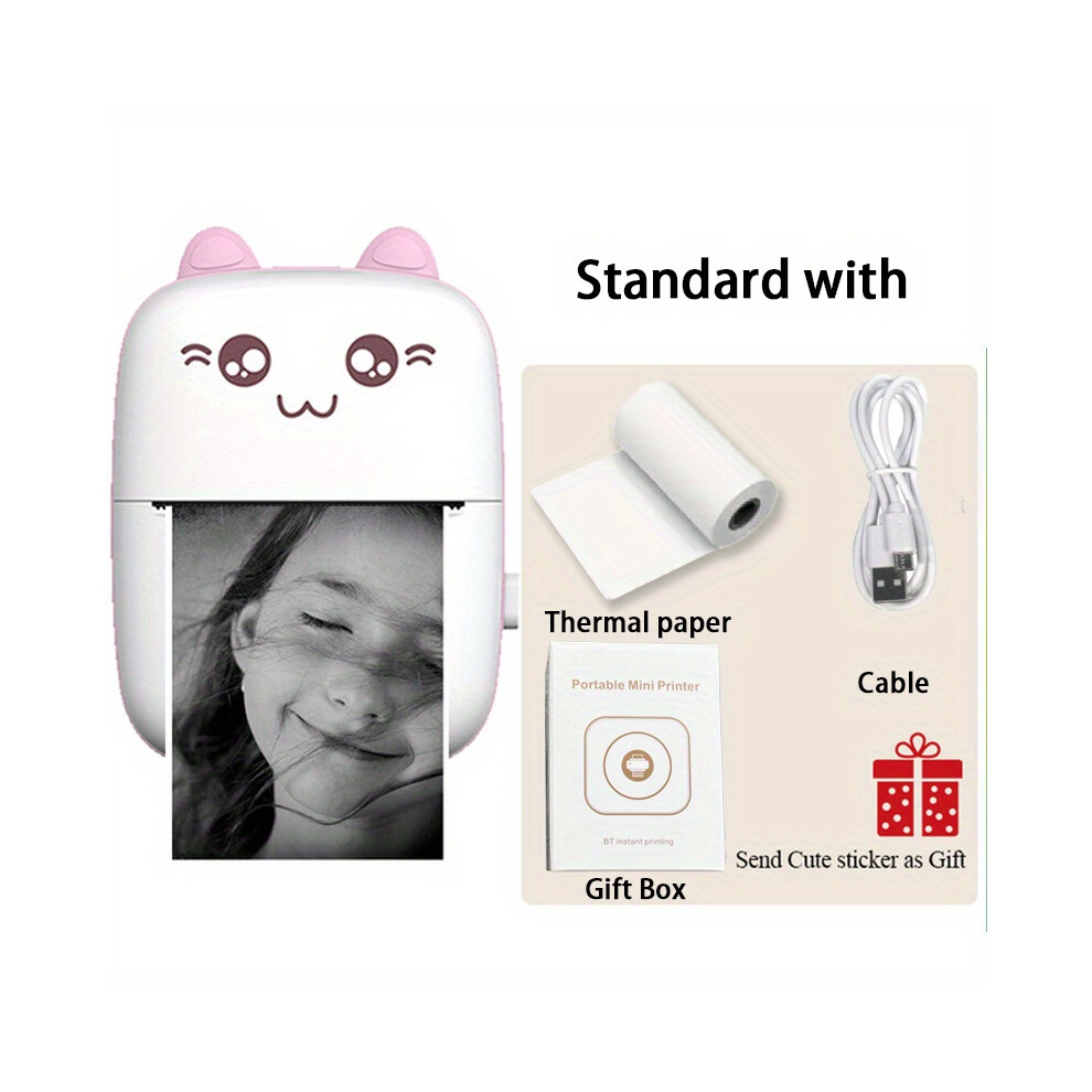 (C9-) Portable Printer, Mini Pocket Wireless Bt Thermal Printers For Smartphone Pink 9448871761346