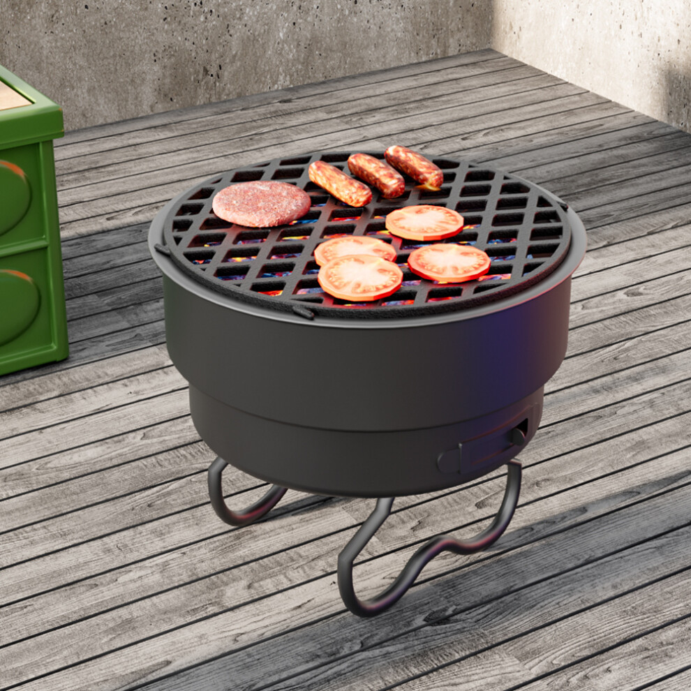 Round Cast Iron BBQ Grill High Heat Charcoal Fire Grate Grill Parts 30cm D