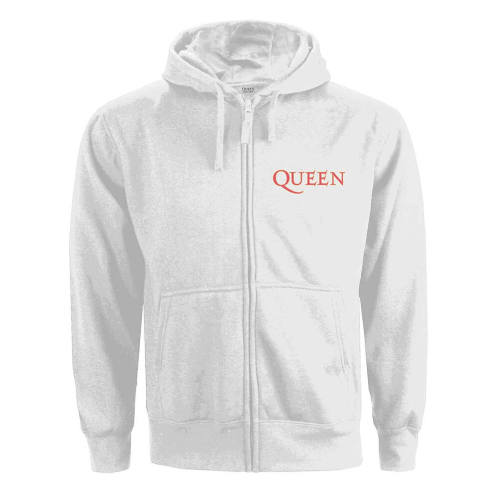 (M, White) Queen Classic Crest Womens Hoodie