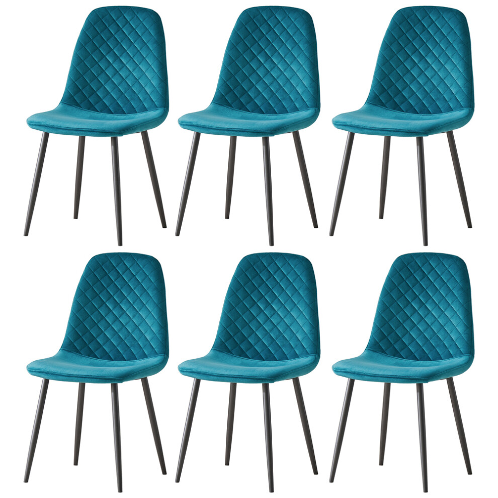 (Darkteal, 6) 2/4 x Dining Chairs Velvet Chair metal Legs office