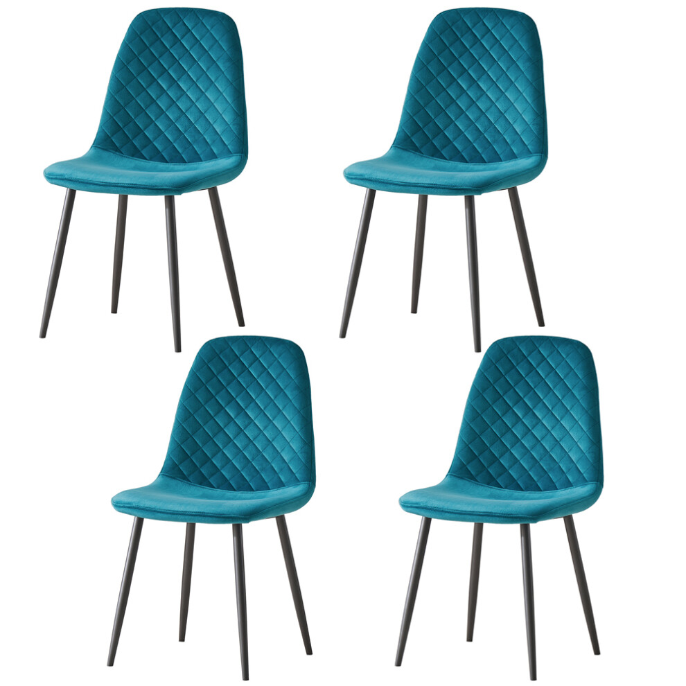 (Darkteal, 4) 2/4 x Dining Chairs Velvet Chair metal Legs office