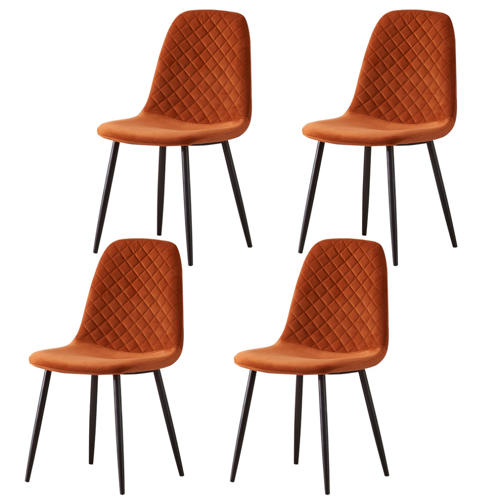 (Orange, 4) 2/4 x Dining Chairs Velvet Chair metal Legs office