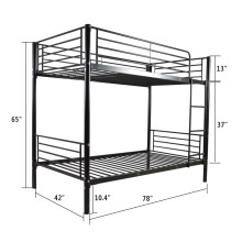 3FT Metal Bunk Bed Single Loft Bed Frame W/ Safety Ladder & Guardrail