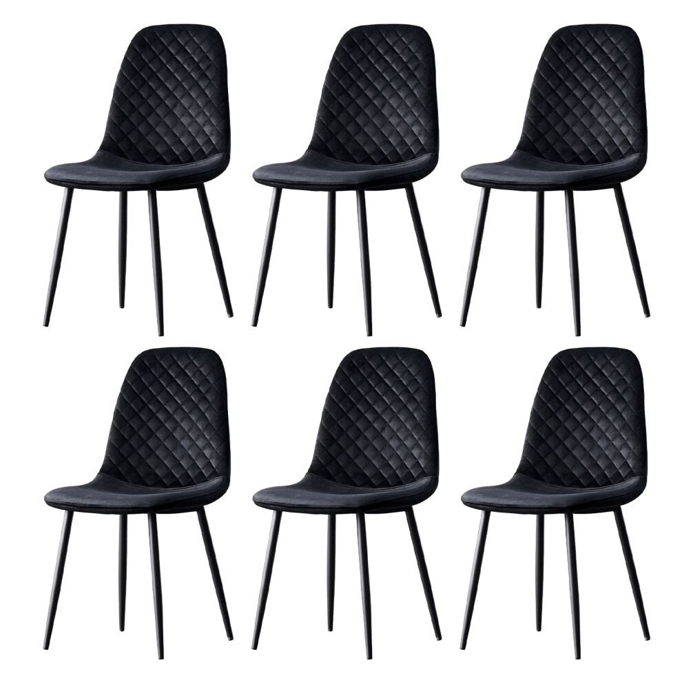 (Black, 6) 2/4 x Dining Chairs Velvet Chair metal Legs office