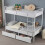 Heavy Stable Metal Bunk Bed Frame Single Loft Sleeper W/ Two Drawers & Ladder 1