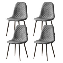 (PU-Grey, 4) 2/4/6x Dining Chairs metal Legs Home office