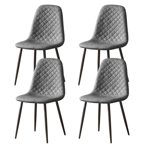 (PU-Grey, 4) 2/4/6x Dining Chairs metal Legs Home office