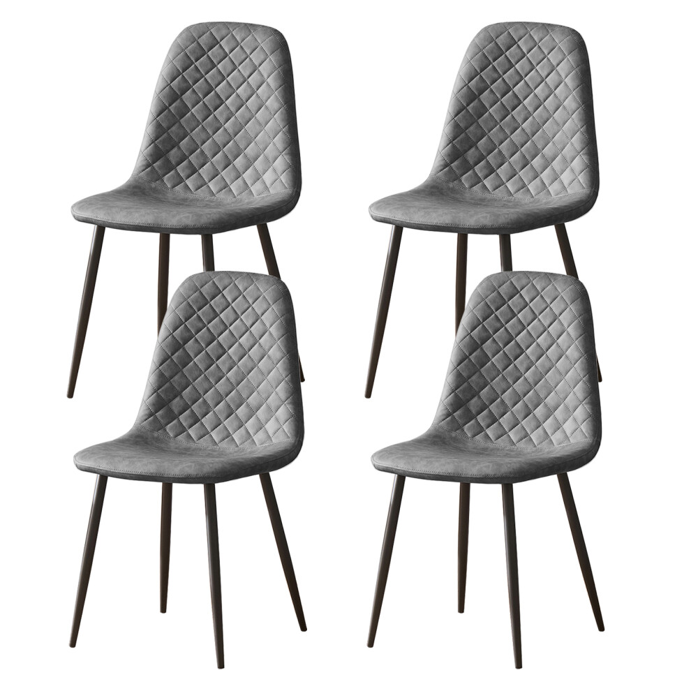 (PU-Grey, 4) 2/4 x Dining Chairs Velvet Chair metal Legs office