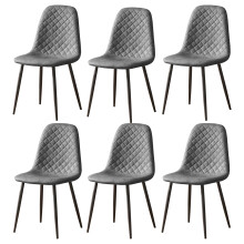 (PU-Grey, 6) 2/4/6x Dining Chairs metal Legs Home office