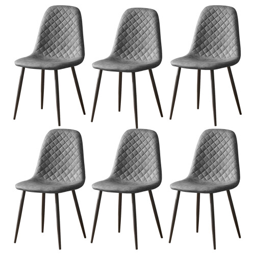 (PU-Grey, 6) 2/4/6x Dining Chairs metal Legs Home office