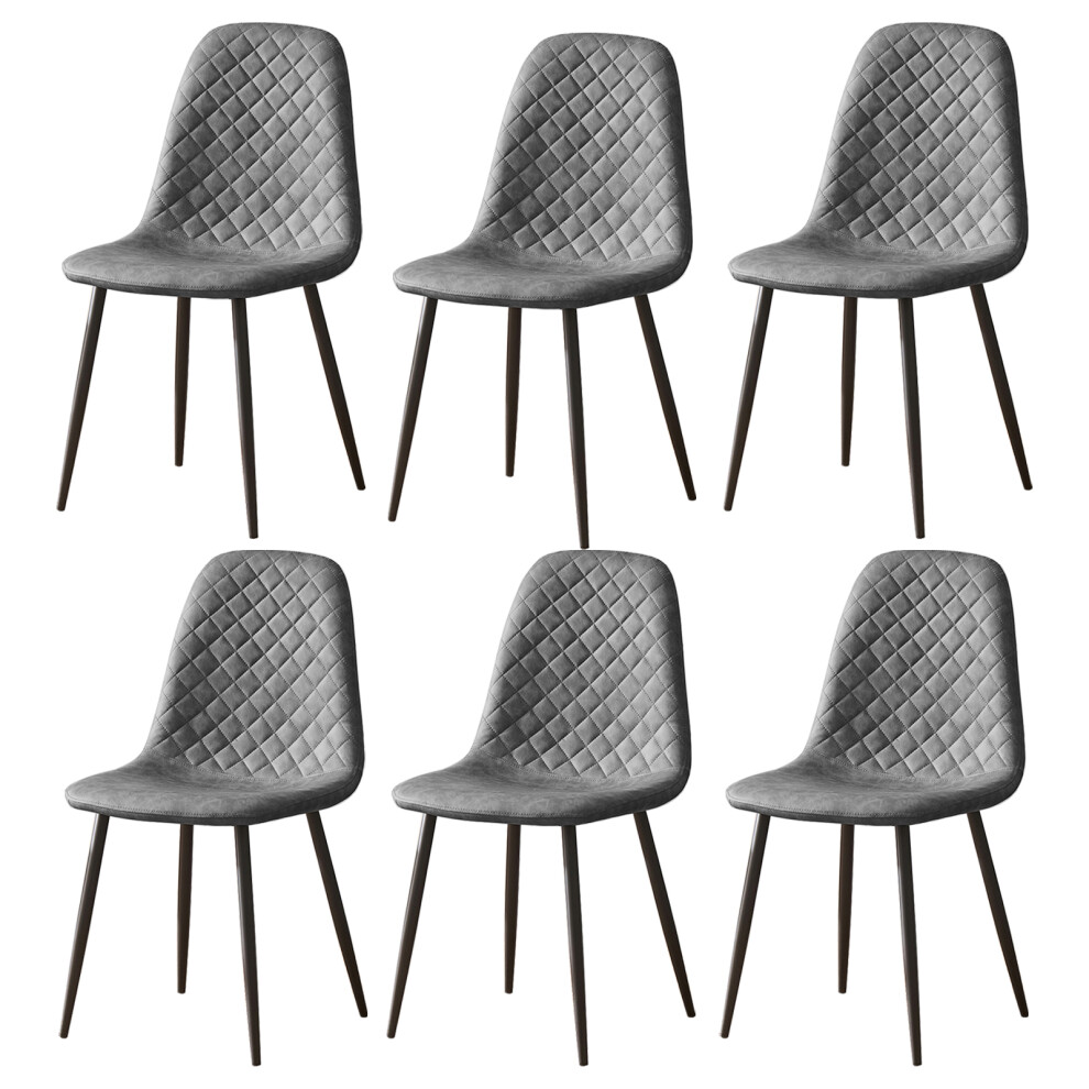 (PU-Grey, 6) 2/4 x Dining Chairs Velvet Chair metal Legs office