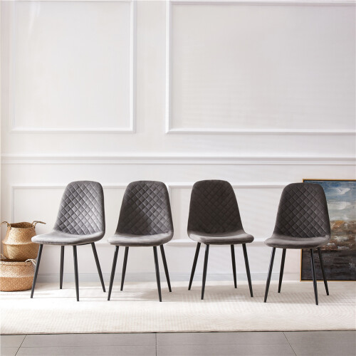 (Grey, 4) 2/4/6x Dining Chairs metal Legs Home office