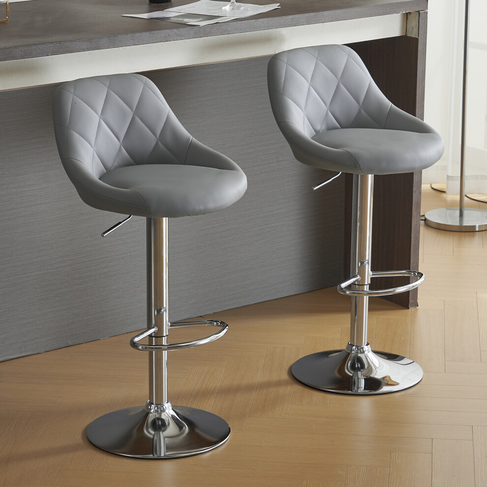 2x Bar Stools Gas Lift Swivel Stools Breakfast Pub Counter Chair PU Leather