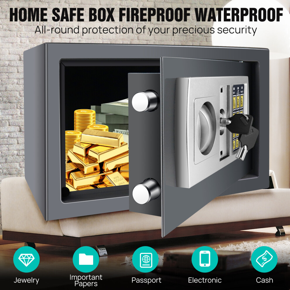 (35x25x25cm, Black) Safe with Keys, Digital Electronic Safe Box For Home Office Security, Steel Construction With Electronic Keypad Lock For Hotel Jewelry Cash Storage