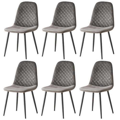 (Grey, 6) 2/4/6x Dining Chairs metal Legs Home office 2