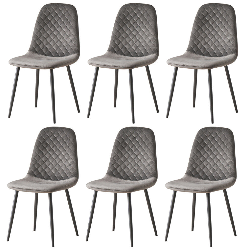 (Grey, 6) 2/4 x Dining Chairs Velvet Chair metal Legs office