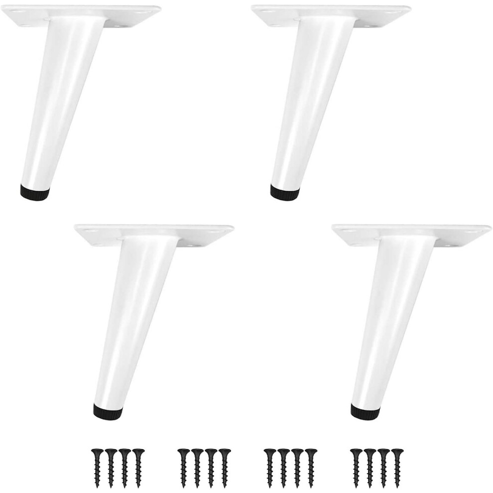Table Legs 4 Pcs Cone Furniture Legs Oblique/Vertical Stainless Steel Cabinet Legs With Silent Base (Height-10Cm(4), White-Tilted) 9324781108634
